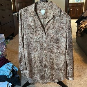 A New Day snakeskin pattern brown and cream button up